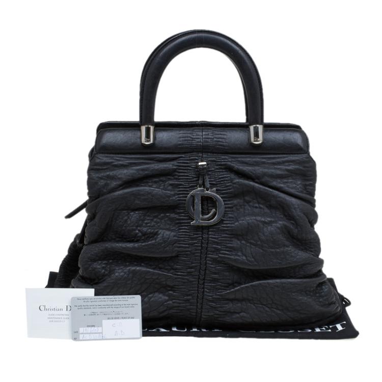 Pre Owned Dior Black Leather Karenina Frame Tote