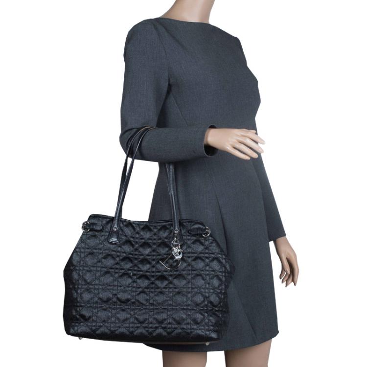 Pre Owned Dior Black Coated Canvas Medium Panarea Shopper Tote