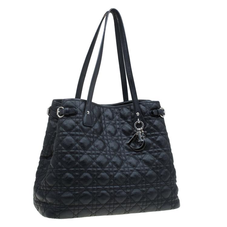 Pre Owned Dior Black Coated Canvas Medium Panarea Shopper Tote
