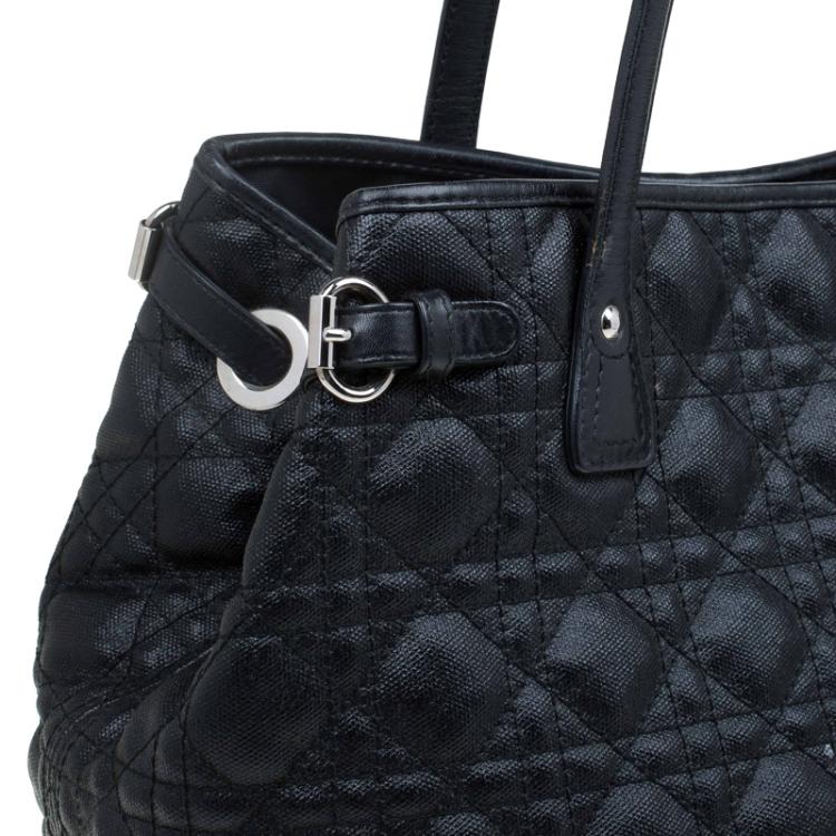 Pre Owned Dior Black Coated Canvas Medium Panarea Shopper Tote