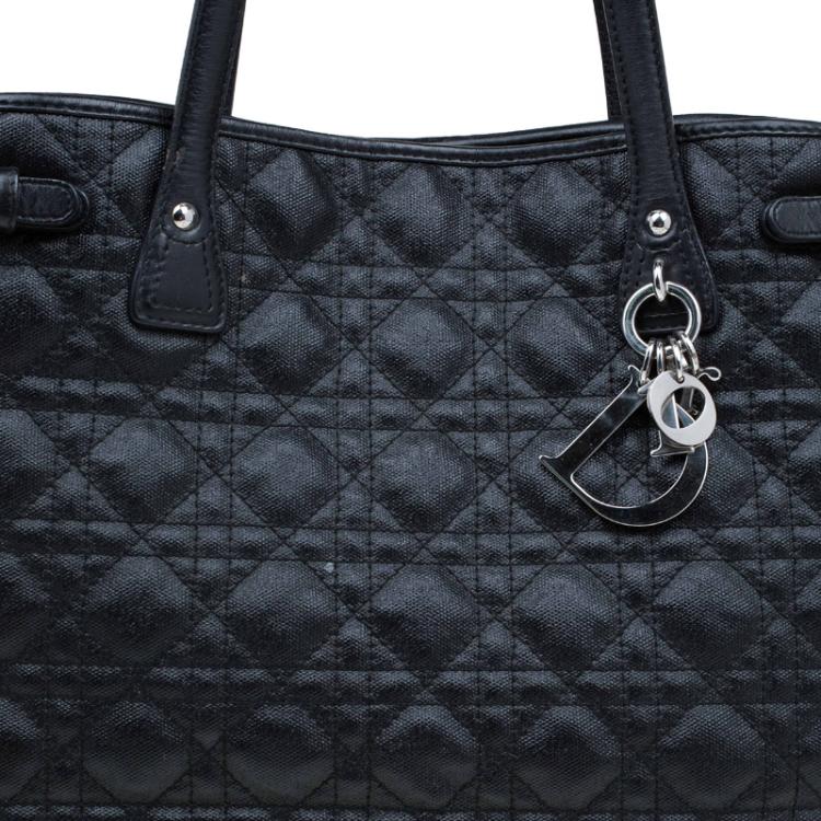 Pre Owned Dior Black Coated Canvas Medium Panarea Shopper Tote