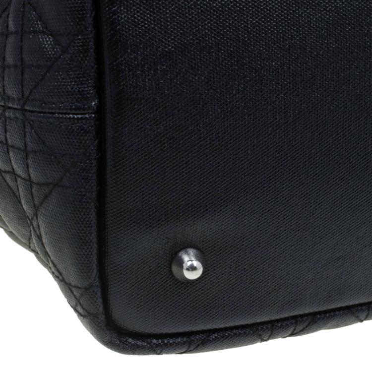Pre Owned Dior Black Coated Canvas Medium Panarea Shopper Tote