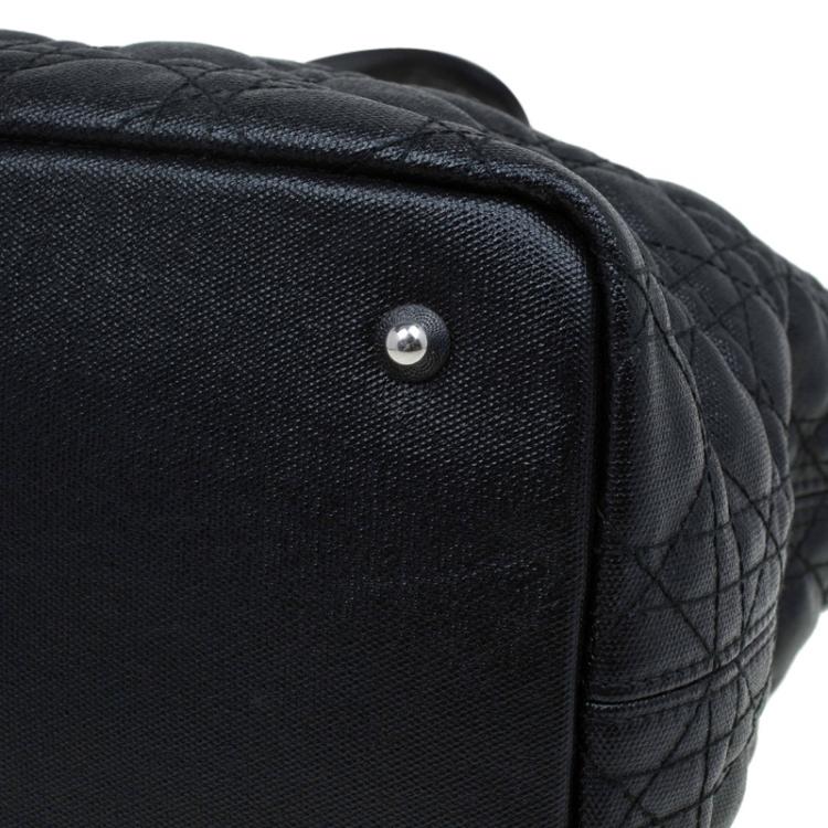 Pre Owned Dior Black Coated Canvas Medium Panarea Shopper Tote