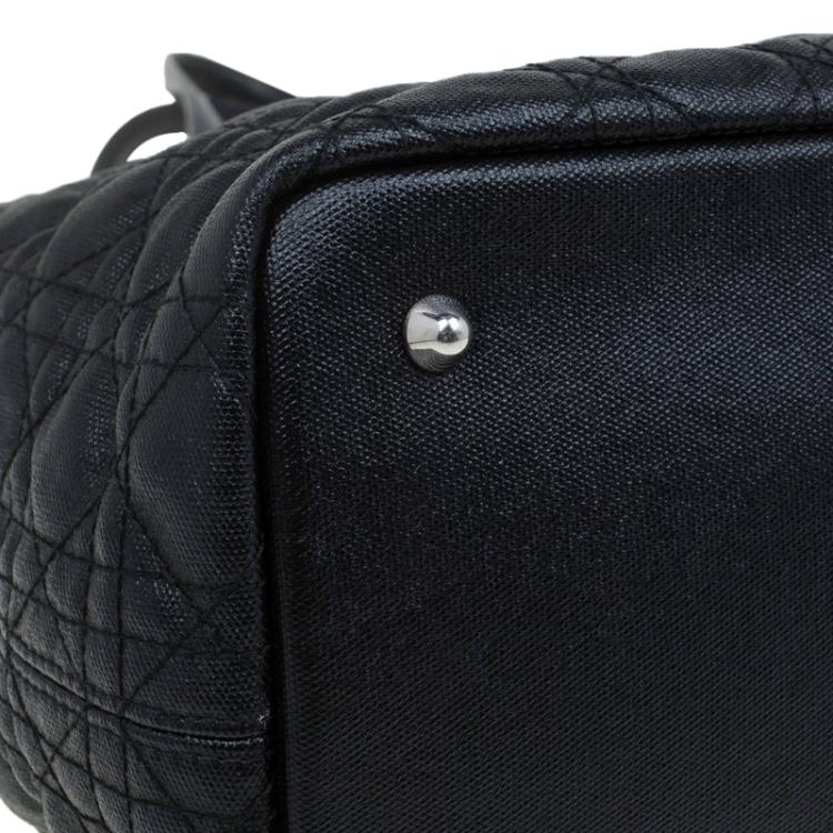 Pre Owned Dior Black Coated Canvas Medium Panarea Shopper Tote