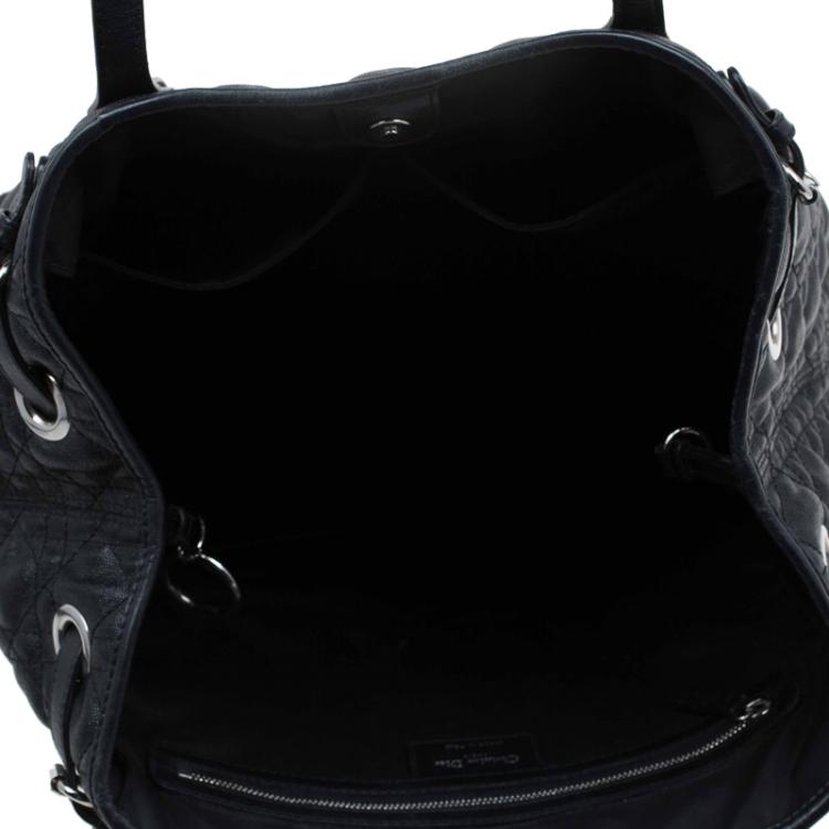 Pre Owned Dior Black Coated Canvas Medium Panarea Shopper Tote