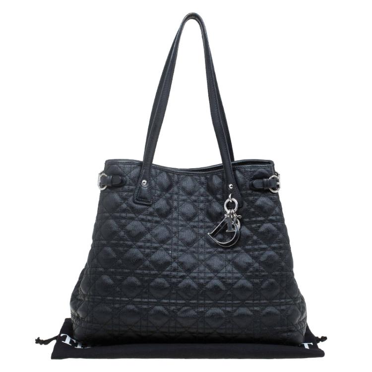 Pre Owned Dior Black Coated Canvas Medium Panarea Shopper Tote