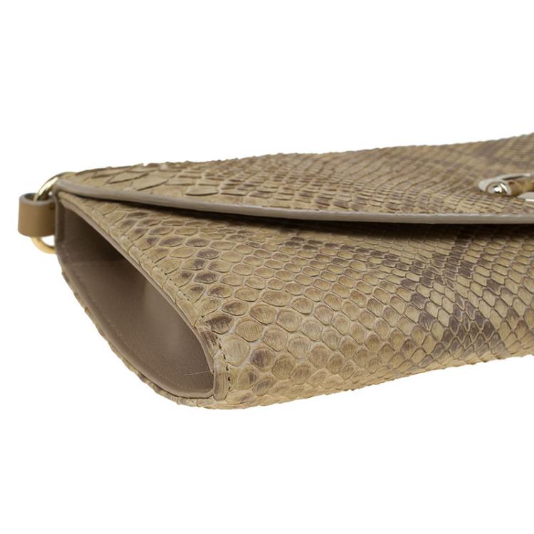 Pre Owned Dior Beige Python Jazz Club Wristlet Clutch 