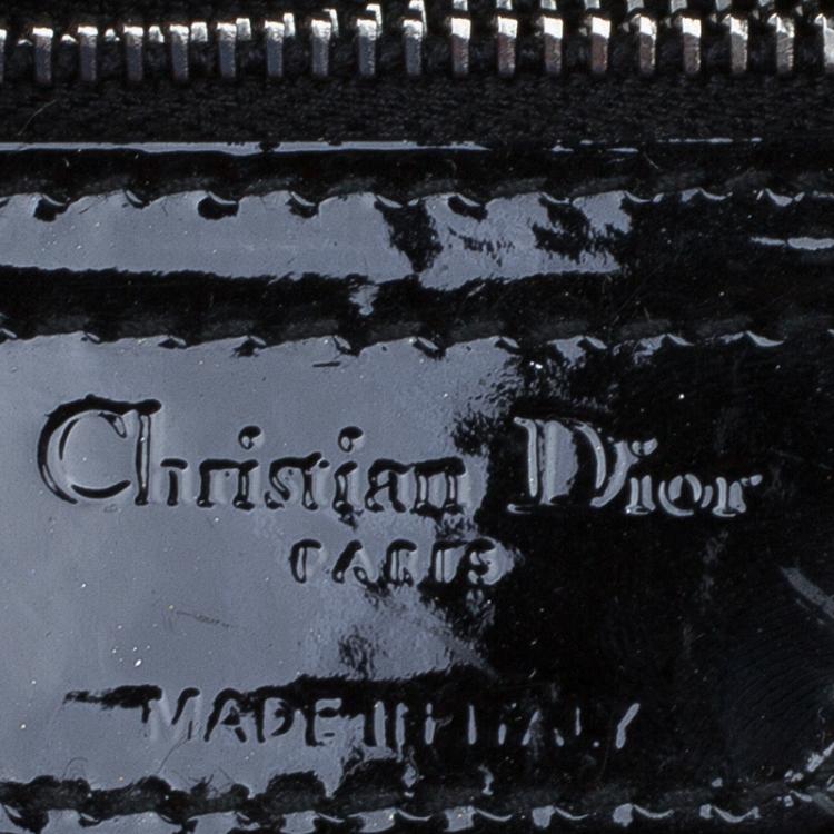 Pre Owned Dior Black Croc Embossed Patent Leather 61 Tote