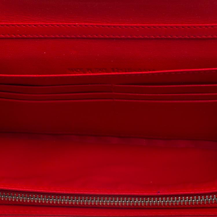 Pre Owned Dior Red Cannage Leather Wallet on Chain