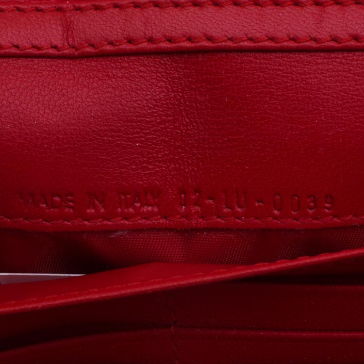 Pre Owned Dior Red Cannage Leather Wallet on Chain