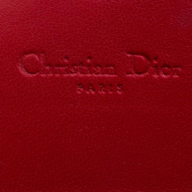 Pre Owned Dior Red Cannage Leather Wallet on Chain