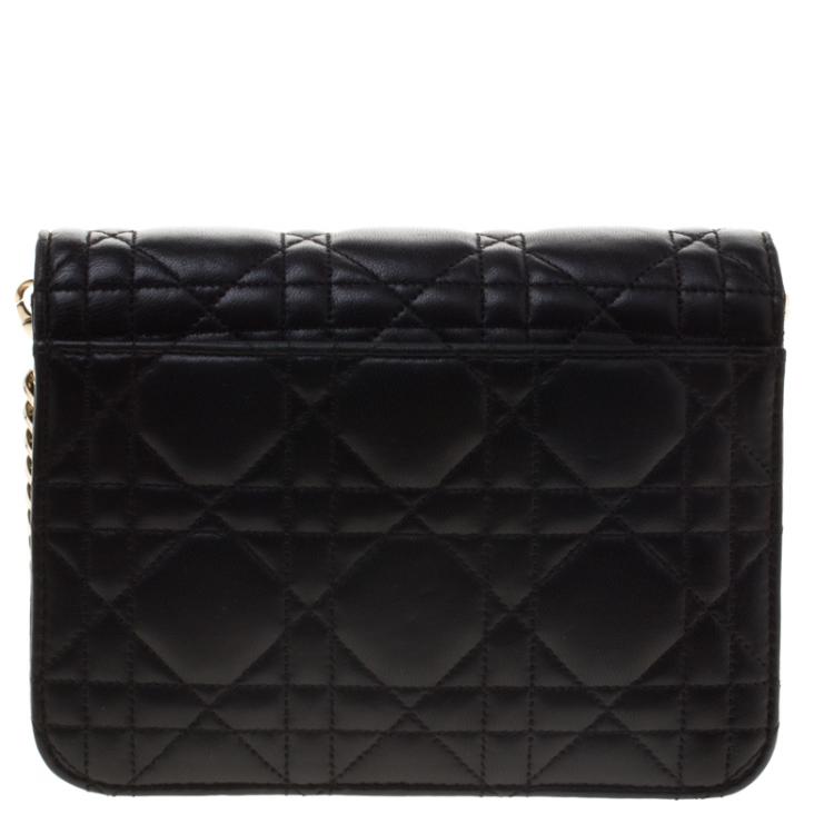 Pre Owned Dior Black Leather Miss Dior Mini Chain Pouch