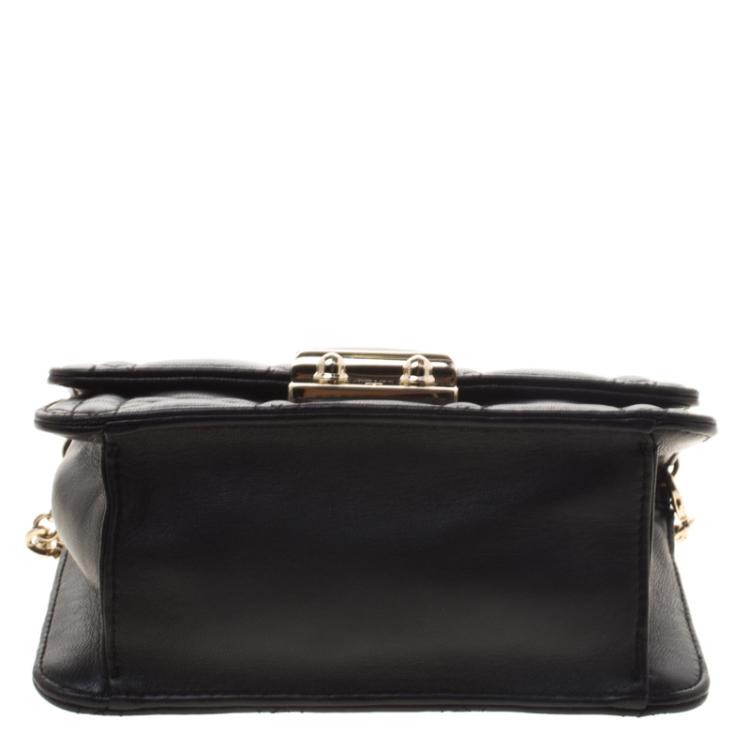 Pre Owned Dior Black Leather Miss Dior Mini Chain Pouch