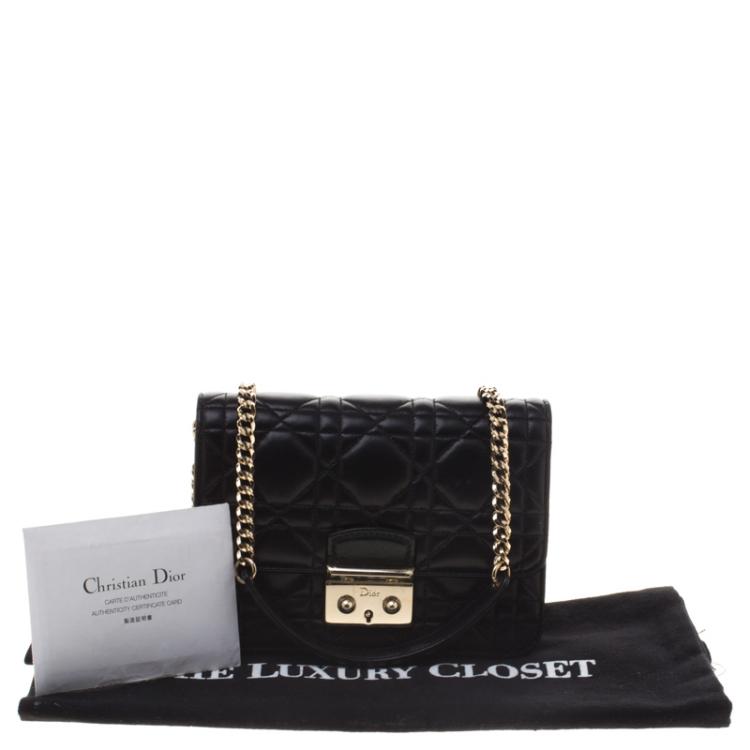 Pre Owned Dior Black Leather Miss Dior Mini Chain Pouch
