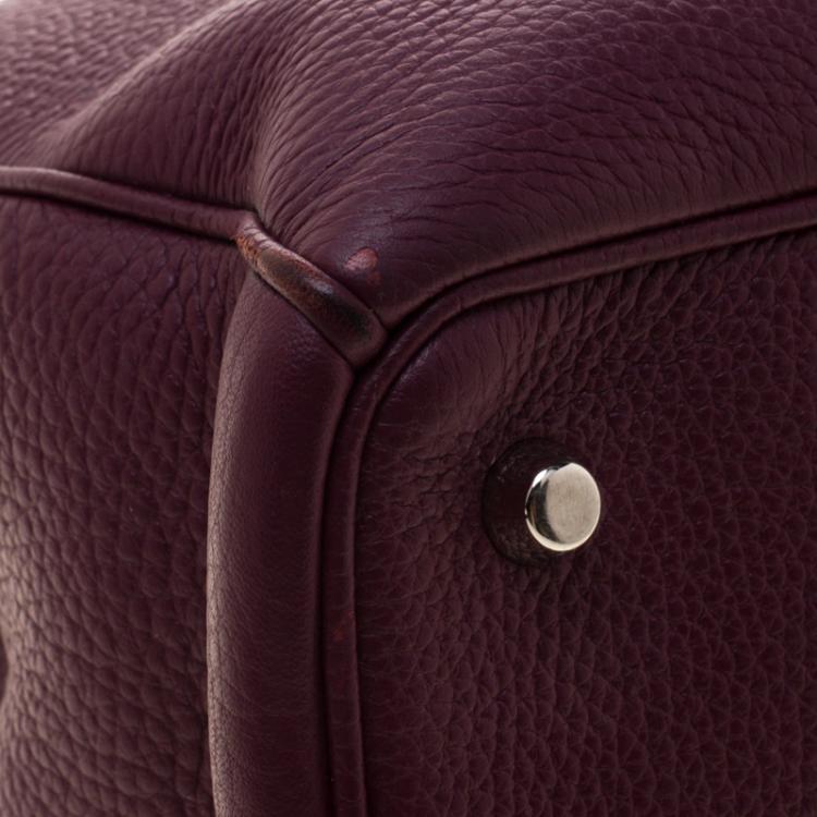 Pre Owned Dior Burgundy Pebbled Leather Large Diorissimo Shopper Tote