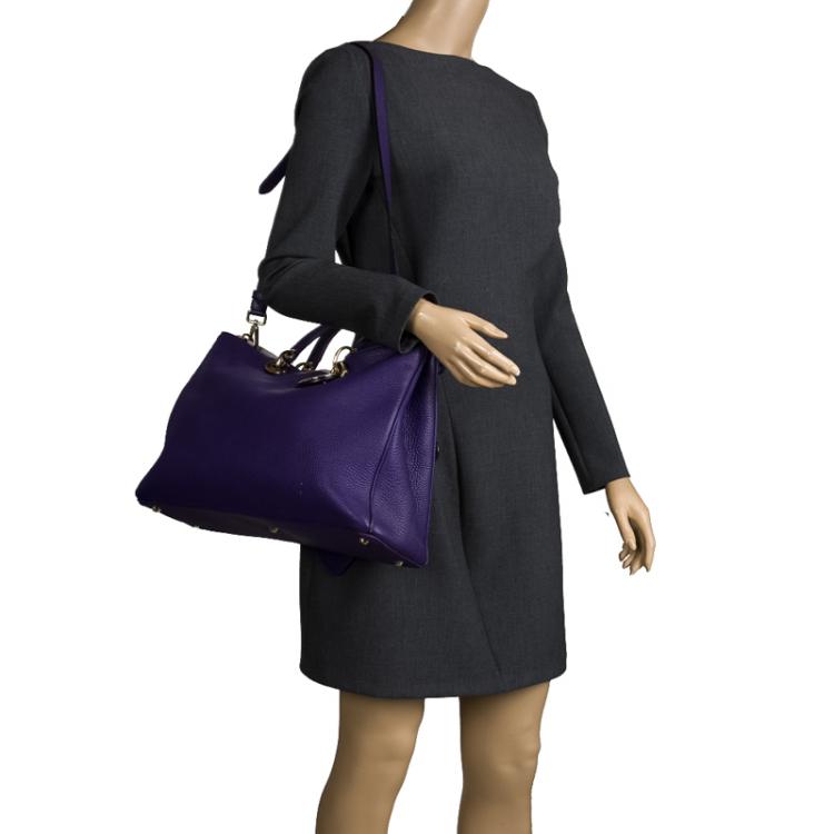 Pre Owned Dior Purple Leather Large Diorissimo Shopper Tote