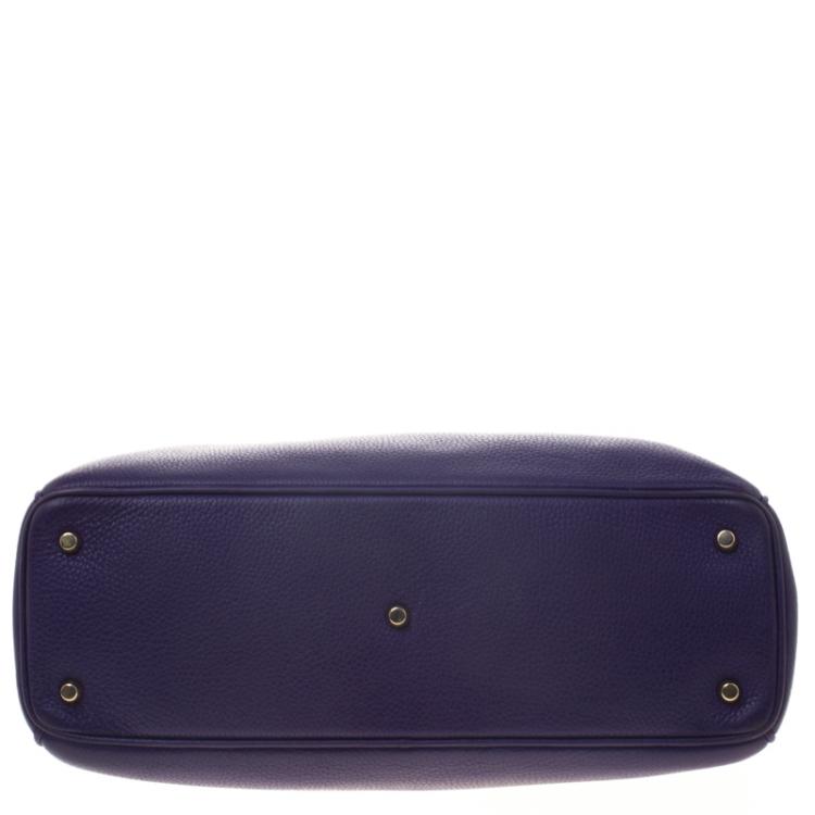 Pre Owned Dior Purple Leather Large Diorissimo Shopper Tote