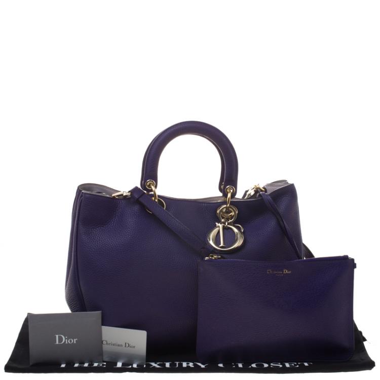 Pre Owned Dior Purple Leather Large Diorissimo Shopper Tote