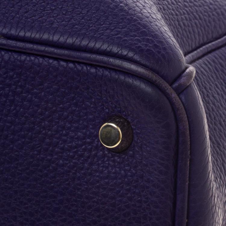 Pre Owned Dior Purple Leather Large Diorissimo Shopper Tote