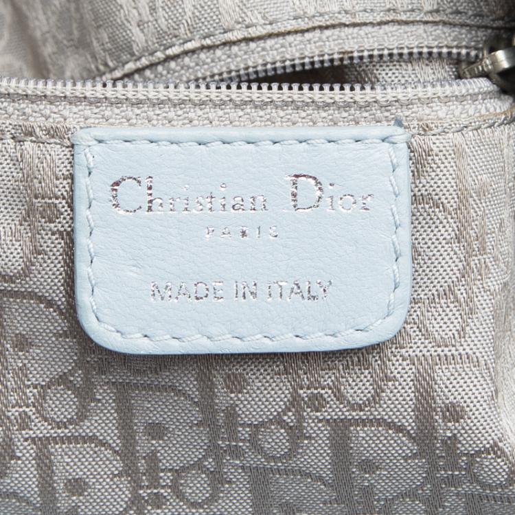 Pre Owned Dior Light Blue Cannage Woven Leather Vingate Charm Hobo