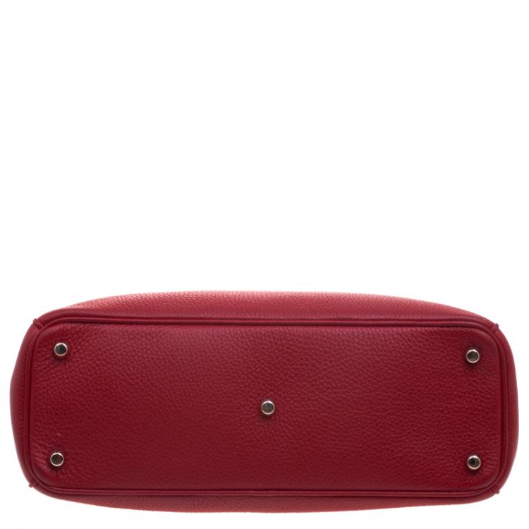 Pre Owned Dior Red Pebbled Leather Medium Diorissimo Shopper Tote