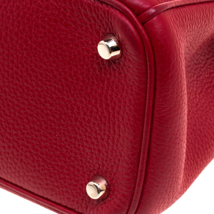 Pre Owned Dior Red Pebbled Leather Medium Diorissimo Shopper Tote