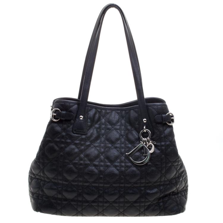 Pre Owned Dior Black Coated Canvas Medium Panarea Shopper Tote