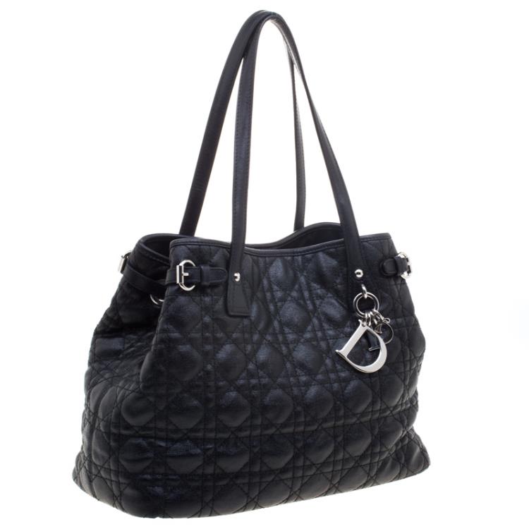 Pre Owned Dior Black Coated Canvas Medium Panarea Shopper Tote