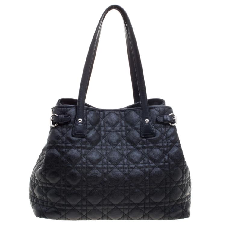 Pre Owned Dior Black Coated Canvas Medium Panarea Shopper Tote