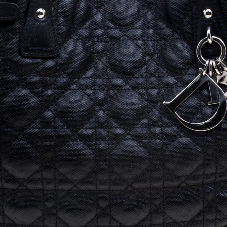 Pre Owned Dior Black Coated Canvas Medium Panarea Shopper Tote