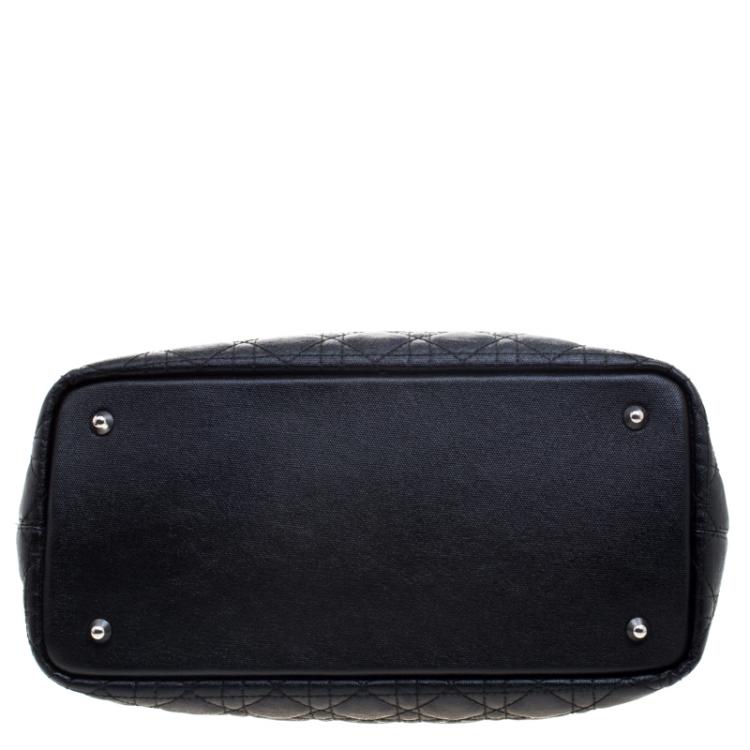Pre Owned Dior Black Coated Canvas Medium Panarea Shopper Tote