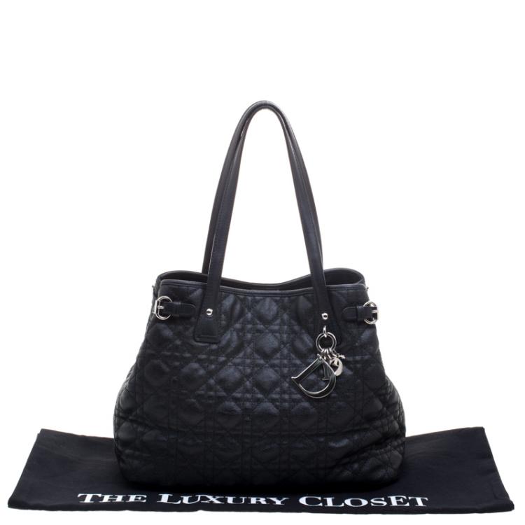 Pre Owned Dior Black Coated Canvas Medium Panarea Shopper Tote
