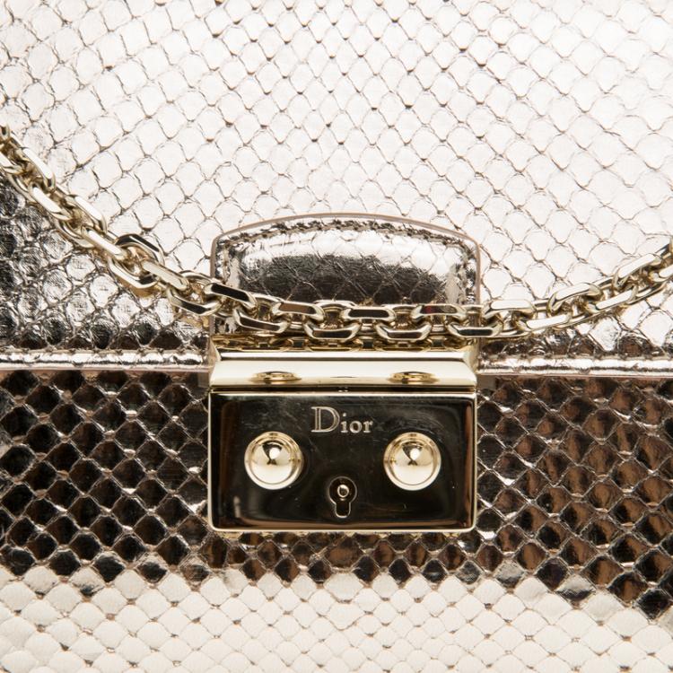 Pre Owned Dior Metallic Gold Python Miss Dior Promenade Pouch 