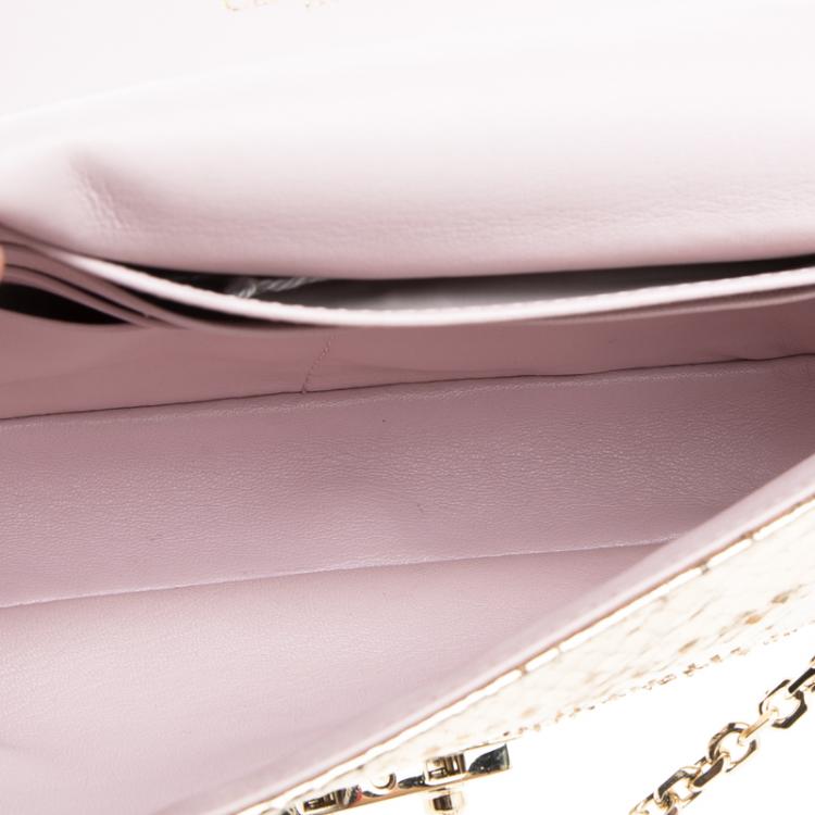Pre Owned Dior Metallic Gold Python Miss Dior Promenade Pouch 