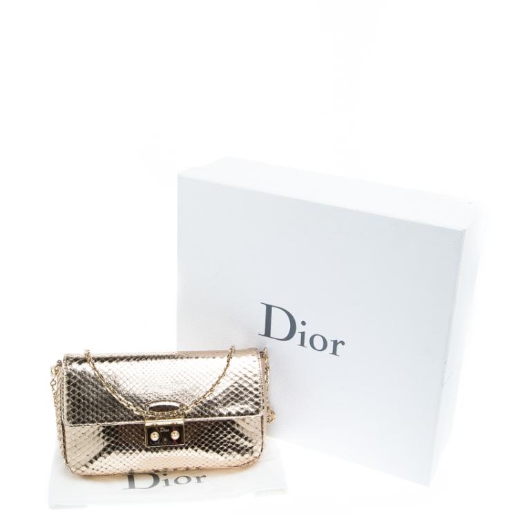 Pre Owned Dior Metallic Gold Python Miss Dior Promenade Pouch 
