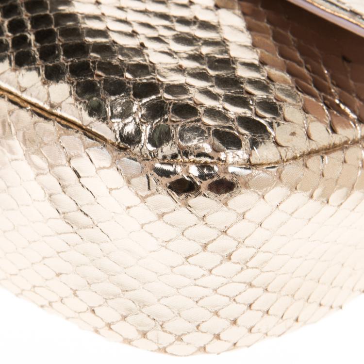 Pre Owned Dior Metallic Gold Python Miss Dior Promenade Pouch 