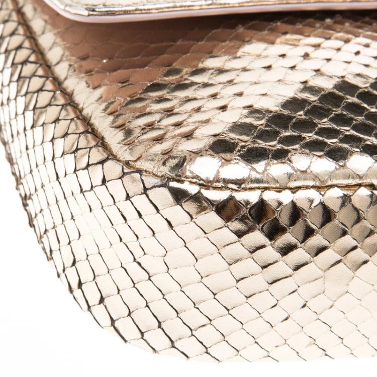 Pre Owned Dior Metallic Gold Python Miss Dior Promenade Pouch 