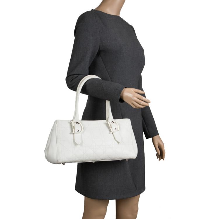 Pre Owned Dior White Cannage Leather Tote