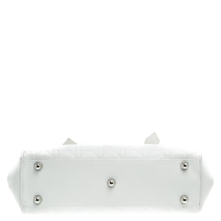 Pre Owned Dior White Cannage Leather Tote