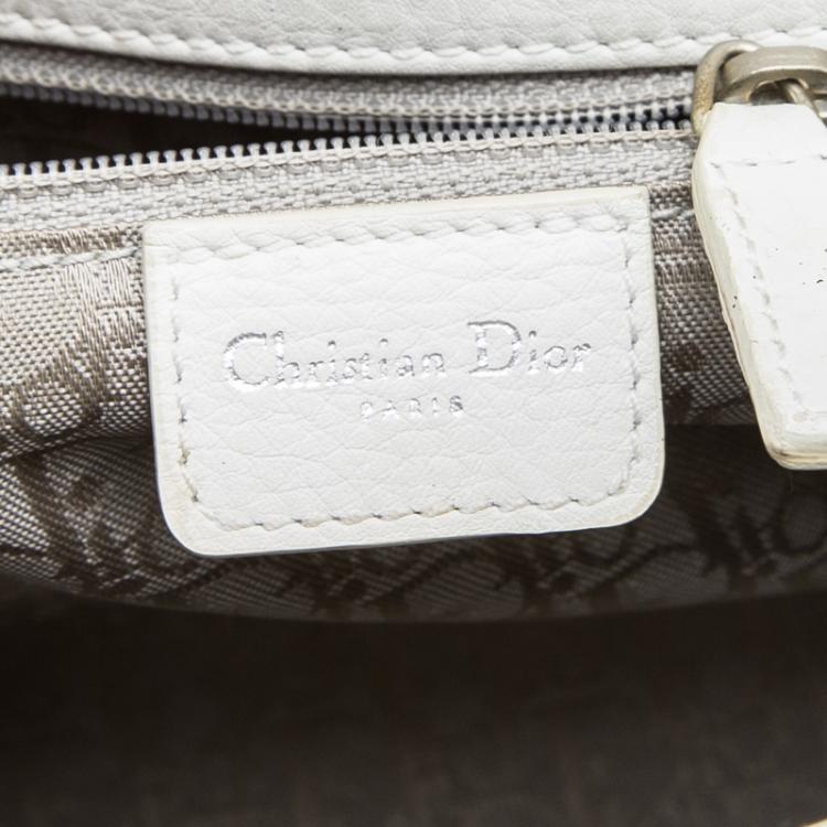 Pre Owned Dior White Cannage Leather Tote