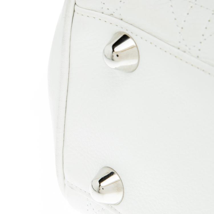 Pre Owned Dior White Cannage Leather Tote