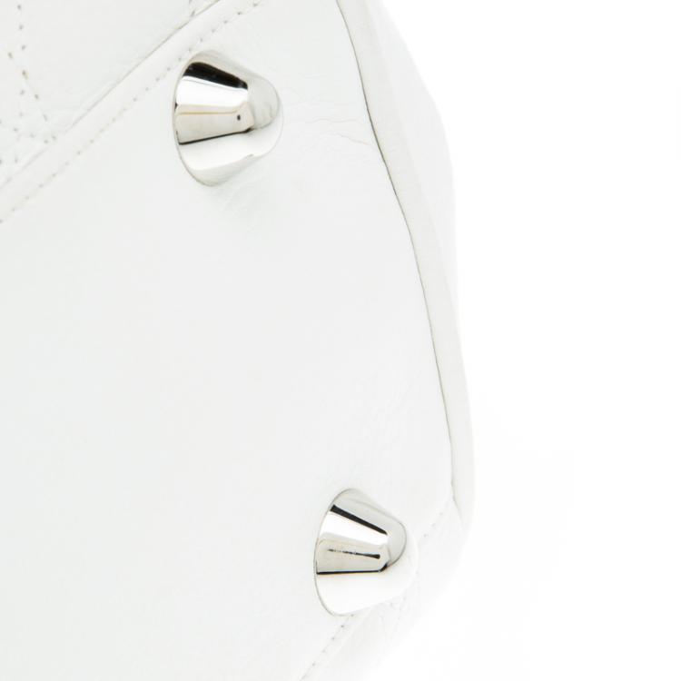 Pre Owned Dior White Cannage Leather Tote