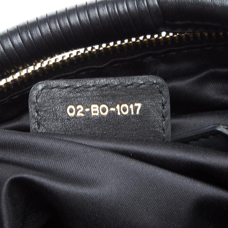 Pre Owned Dior Black Leather Small Gypsy Ruffle Hobo