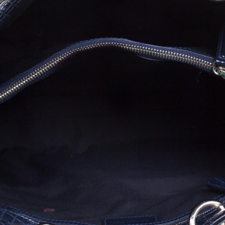 Pre Owned Dior Navy Blue Cannage Quilted Soft Patent Leather Large Shopping Tote