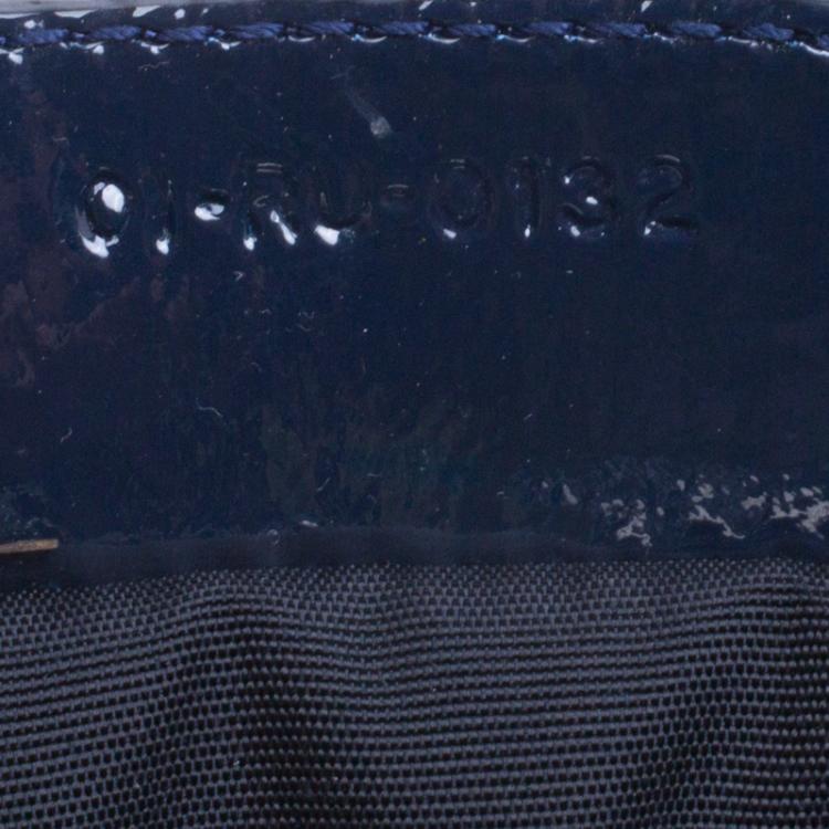 Pre Owned Dior Navy Blue Cannage Quilted Soft Patent Leather Large Shopping Tote
