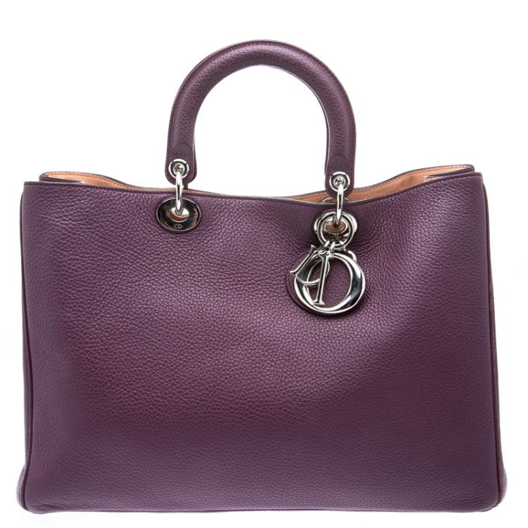 Pre Owned Dior Burgundy Leather Large Diorissimo Shopper Tote