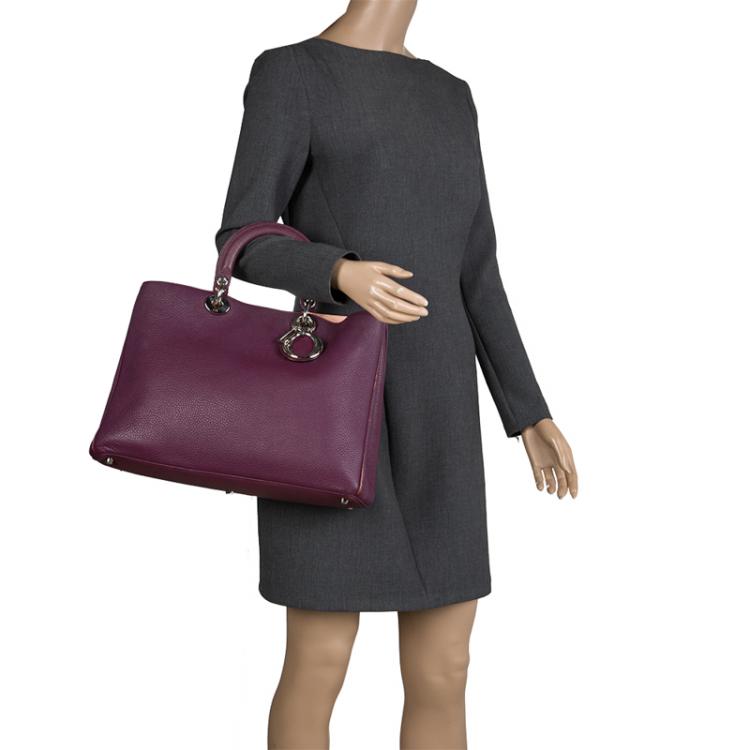 Pre Owned Dior Burgundy Leather Large Diorissimo Shopper Tote