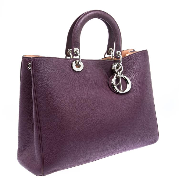 Pre Owned Dior Burgundy Leather Large Diorissimo Shopper Tote