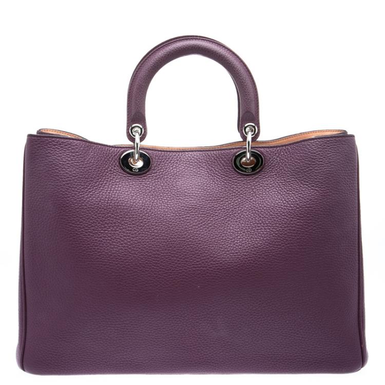 Pre Owned Dior Burgundy Leather Large Diorissimo Shopper Tote