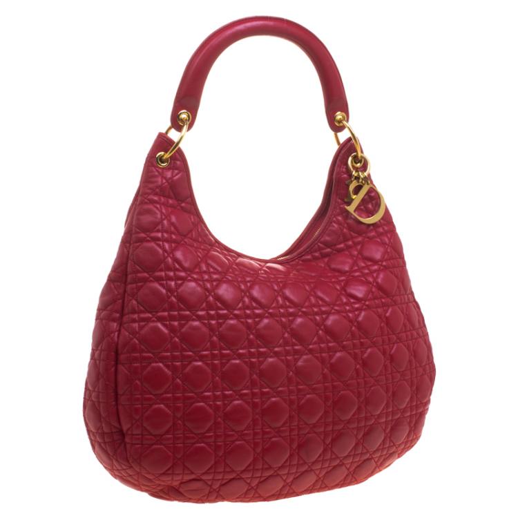 Pre Owned Dior Red Cannage Leather Hobo